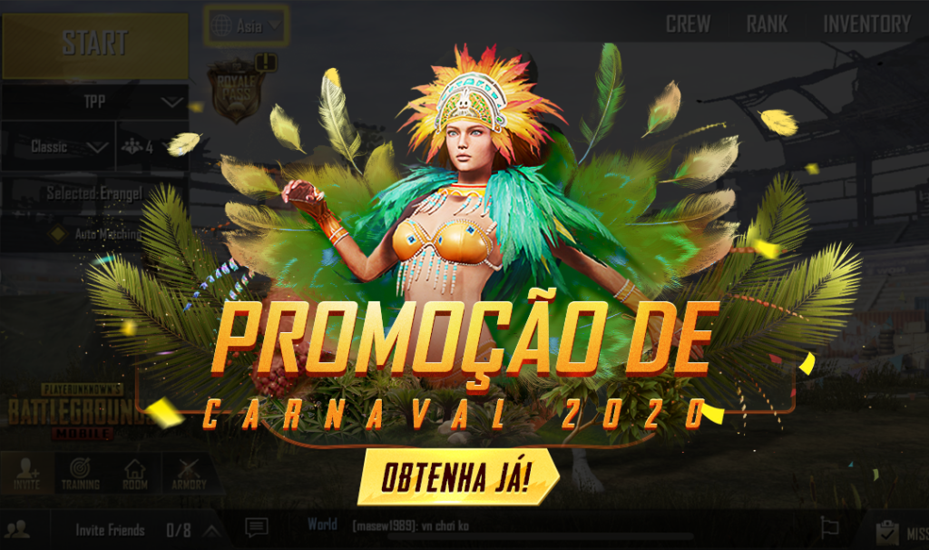 O Carnaval chegou ao PUBG Mobile