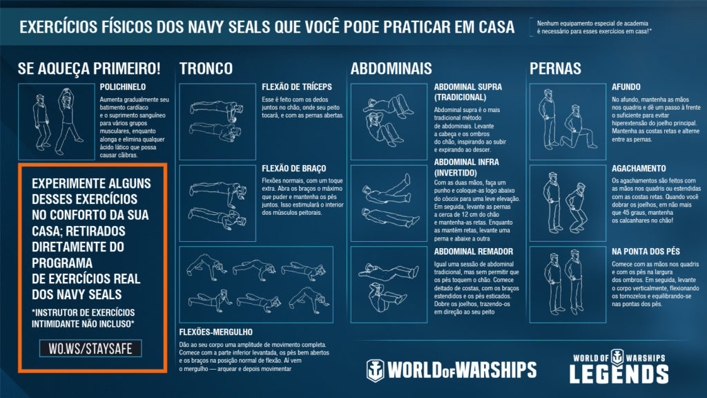 World of Warships oferece receitas e exercícios da Marinha para jogadores fazerem em casa