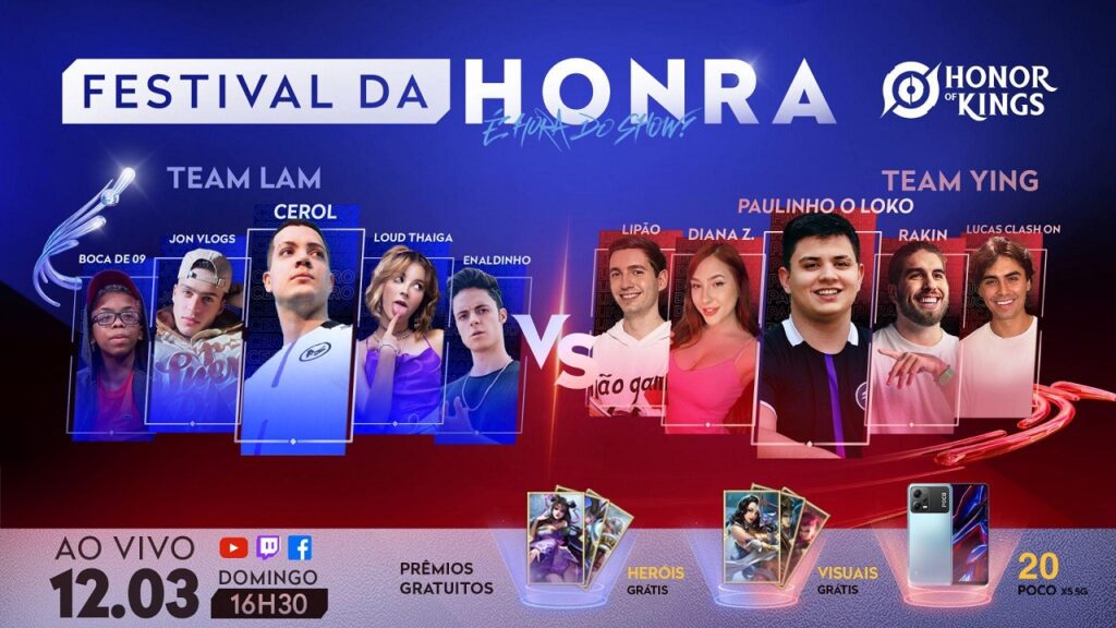 O Festival da Honra de Honor of Kings: Influencers brasileiros em um divertido showmatch