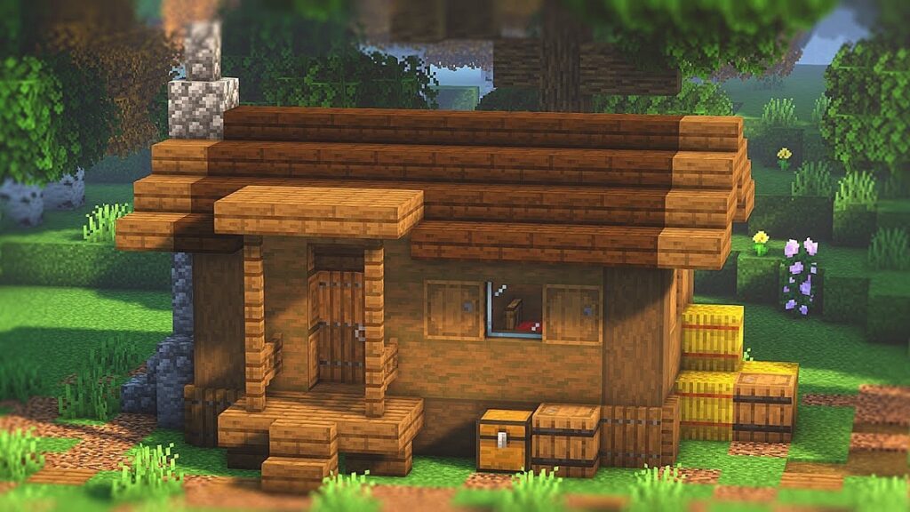 casas de madeira e pedra no minecraft